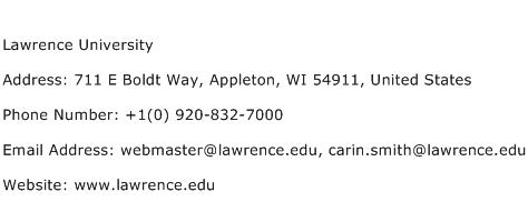 Lawrence University Address Contact Number