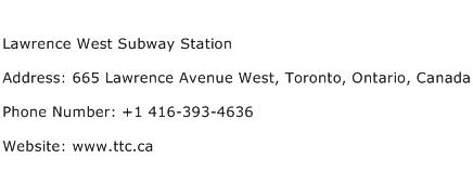 Lawrence West Subway Station Address Contact Number
