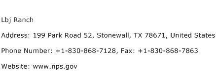 Lbj Ranch Address Contact Number