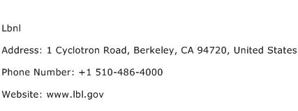 Lbnl Address Contact Number