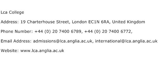 Lca College Address Contact Number