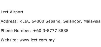 Lcct Airport Address Contact Number