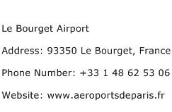 Le Bourget Airport Address Contact Number