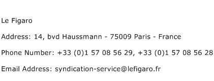 Le Figaro Address Contact Number