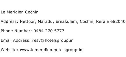 Le Meridien Cochin Address Contact Number