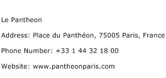 Le Pantheon Address Contact Number