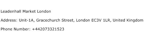 Leadenhall Market London Address Contact Number