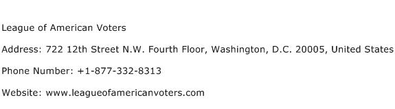 League of American Voters Address Contact Number