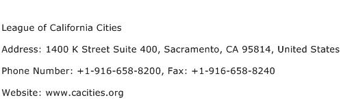 League of California Cities Address Contact Number
