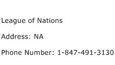 League of Nations Address Contact Number
