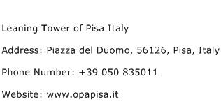 Leaning Tower of Pisa Italy Address Contact Number