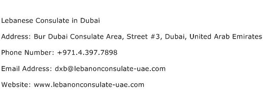 Lebanese Consulate in Dubai Address Contact Number