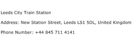 Leeds City Train Station Address Contact Number