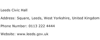 Leeds Civic Hall Address Contact Number
