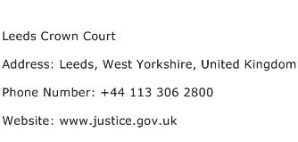 Leeds Crown Court Address Contact Number