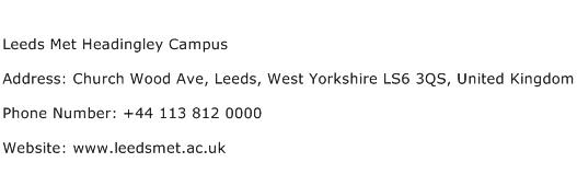 Leeds Met Headingley Campus Address Contact Number