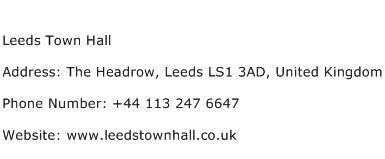Leeds Town Hall Address Contact Number