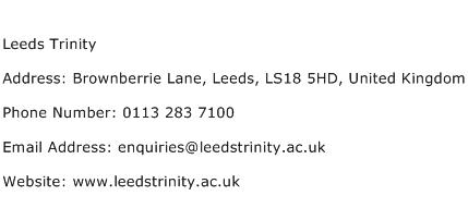 Leeds Trinity Address Contact Number