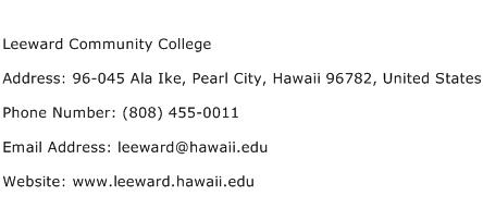 Leeward Community College Address Contact Number