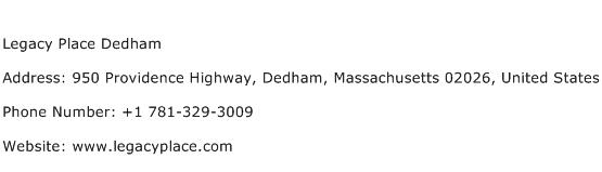 Legacy Place Dedham Address Contact Number