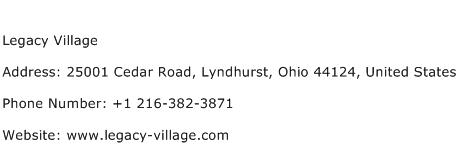Legacy Village Address Contact Number