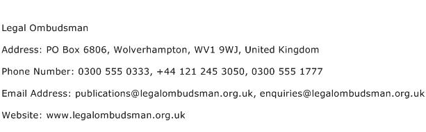 Legal Ombudsman Address Contact Number