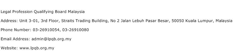 Legal Profession Qualifying Board Malaysia Address Contact Number