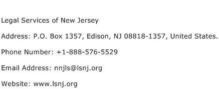 Legal Services of New Jersey Address Contact Number