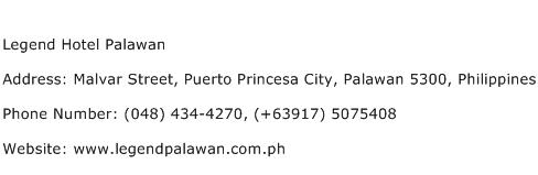 Legend Hotel Palawan Address Contact Number