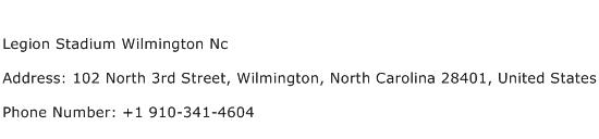 Legion Stadium Wilmington Nc Address Contact Number