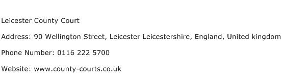 Leicester County Court Address Contact Number