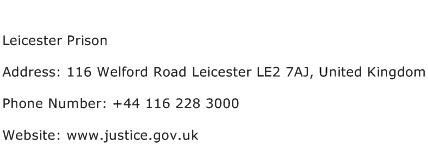 Leicester Prison Address Contact Number
