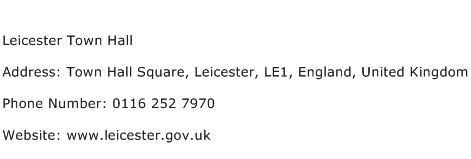 Leicester Town Hall Address Contact Number