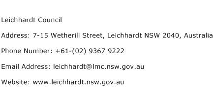 Leichhardt Council Address Contact Number