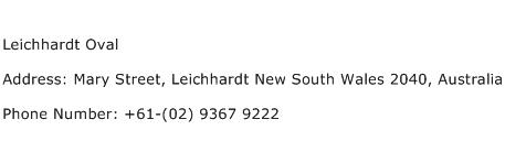 Leichhardt Oval Address Contact Number
