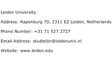 Leiden University Address Contact Number