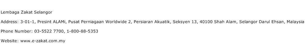 Lembaga Zakat Selangor Address Contact Number