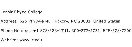 Lenoir Rhyne College Address Contact Number