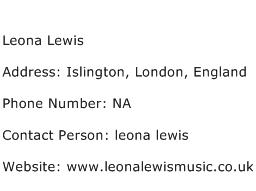 Leona Lewis Address Contact Number