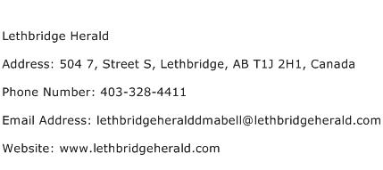 Lethbridge Herald Address Contact Number