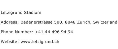 Letzigrund Stadium Address Contact Number