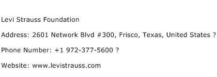 Levi Strauss Foundation Address Contact Number