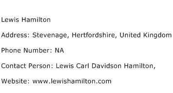 Lewis Hamilton Address Contact Number