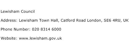 Lewisham Council Address Contact Number