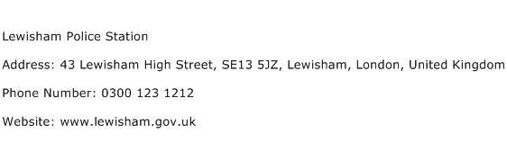 Lewisham Police Station Address Contact Number