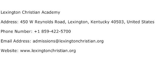 Lexington Christian Academy Address Contact Number