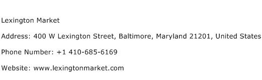 Lexington Market Address Contact Number