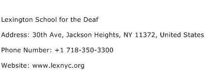 Lexington School for the Deaf Address Contact Number
