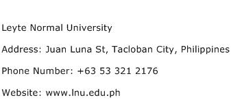 Leyte Normal University Address Contact Number