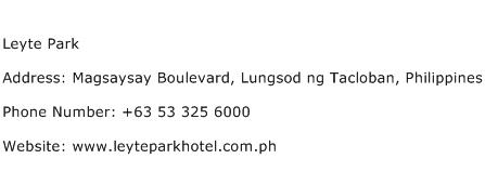 Leyte Park Address Contact Number